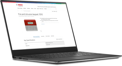 Bosch B925F Fire Keypad webpage image