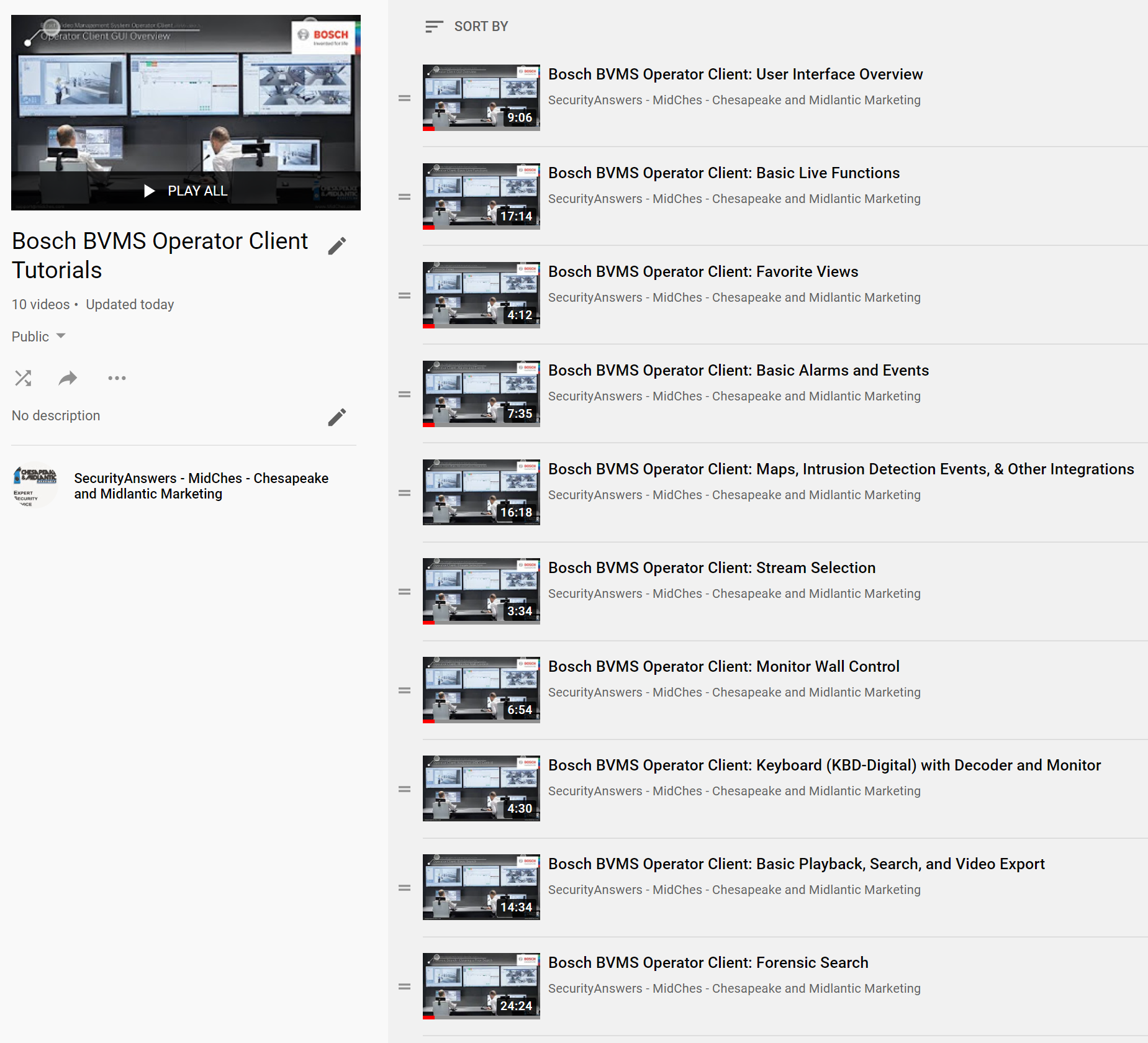 Bosch BVMS Operator Client Tutorials playlist thumbnail