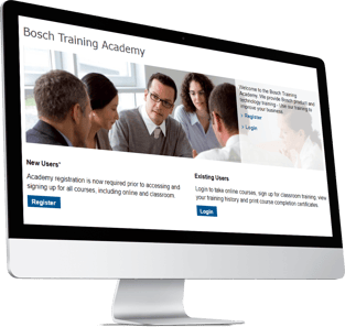 Bosch Training Academy Login Page computer screen