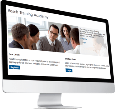 Bosch Training Academy Login Page computer screen